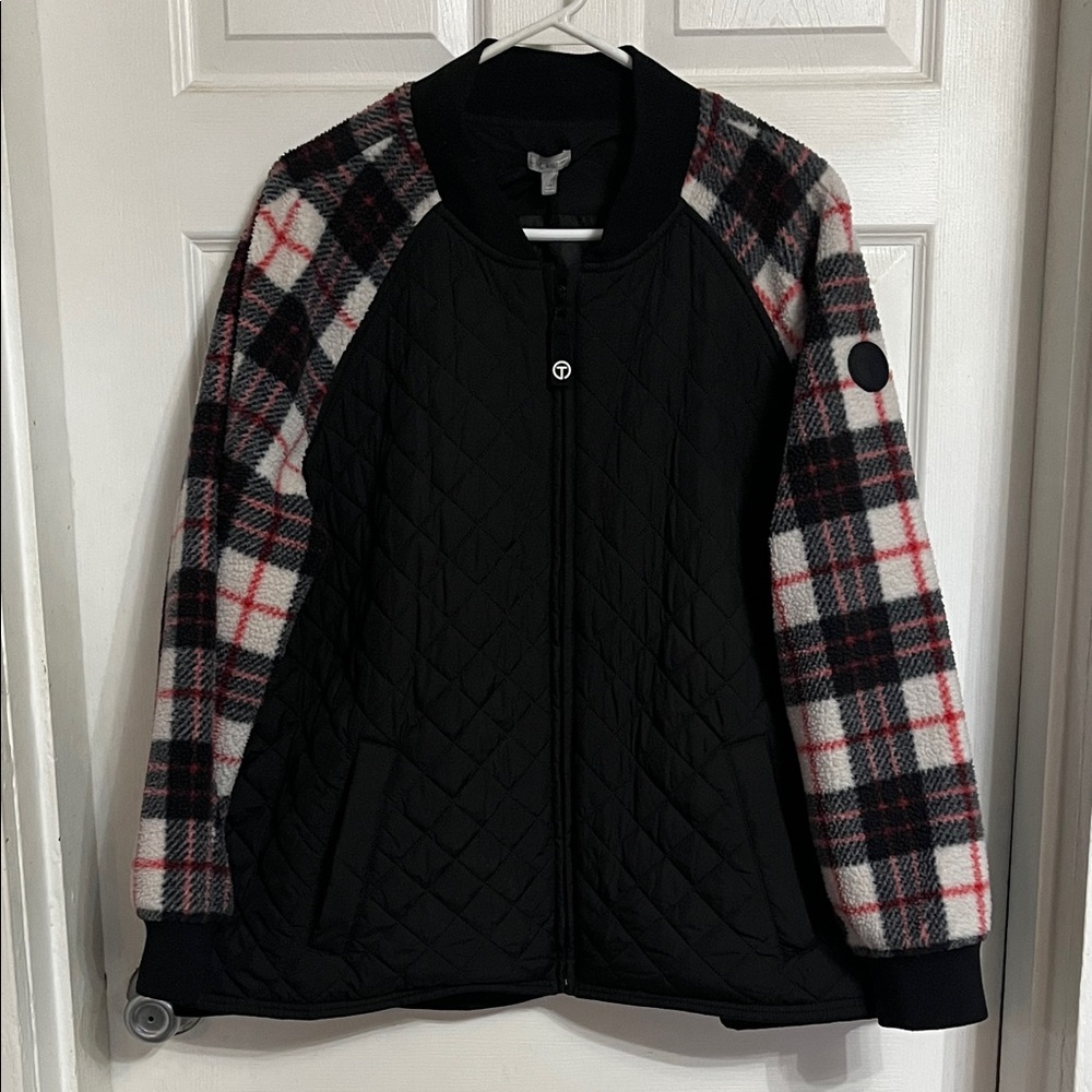 Talbots Black and Plaid Bomber Jacket